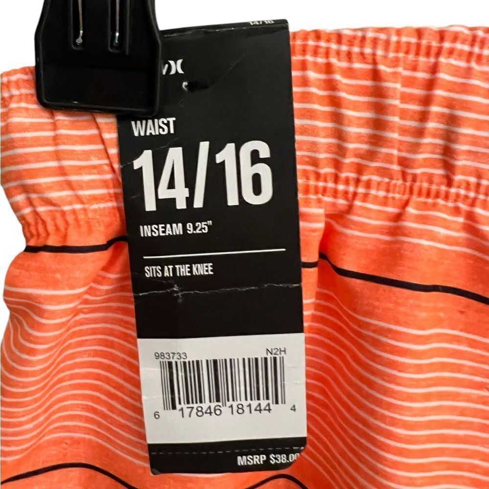 Hurley Boys’ Board Shorts Swim Trunks Size 14/16 Orange Striped NWT - Picture 4 of 5